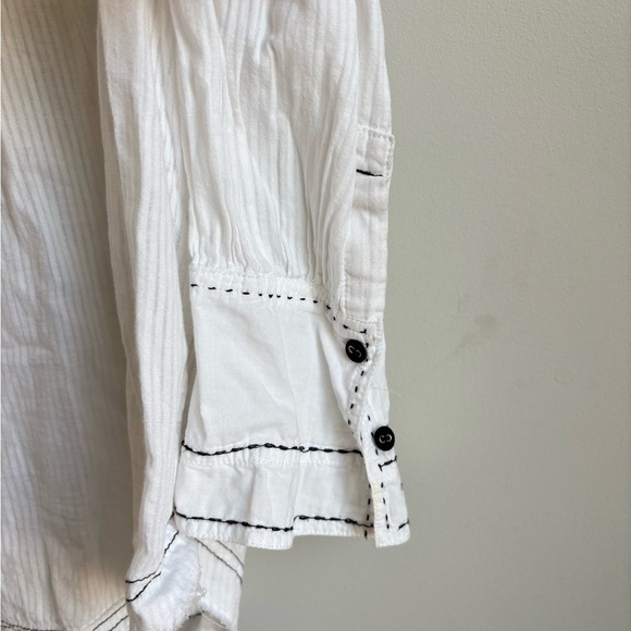 Free People We The Free Black Tie Tux Blouse LARGE - Picture 6 of 8